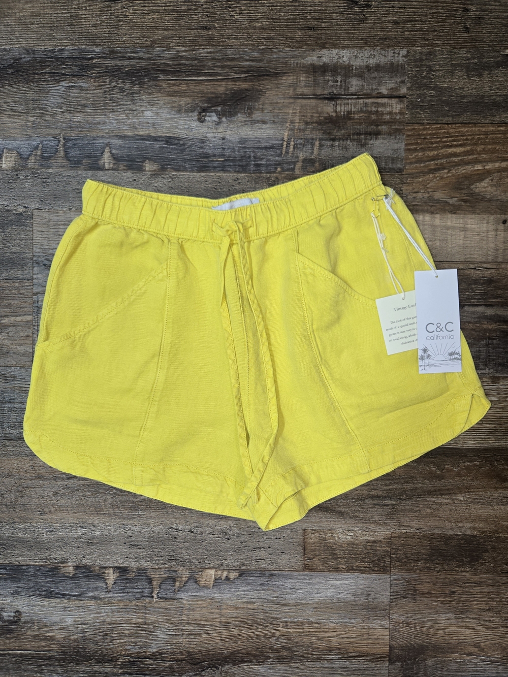 C&C California Sunshine Yellow Drawstring Athletic Shorts